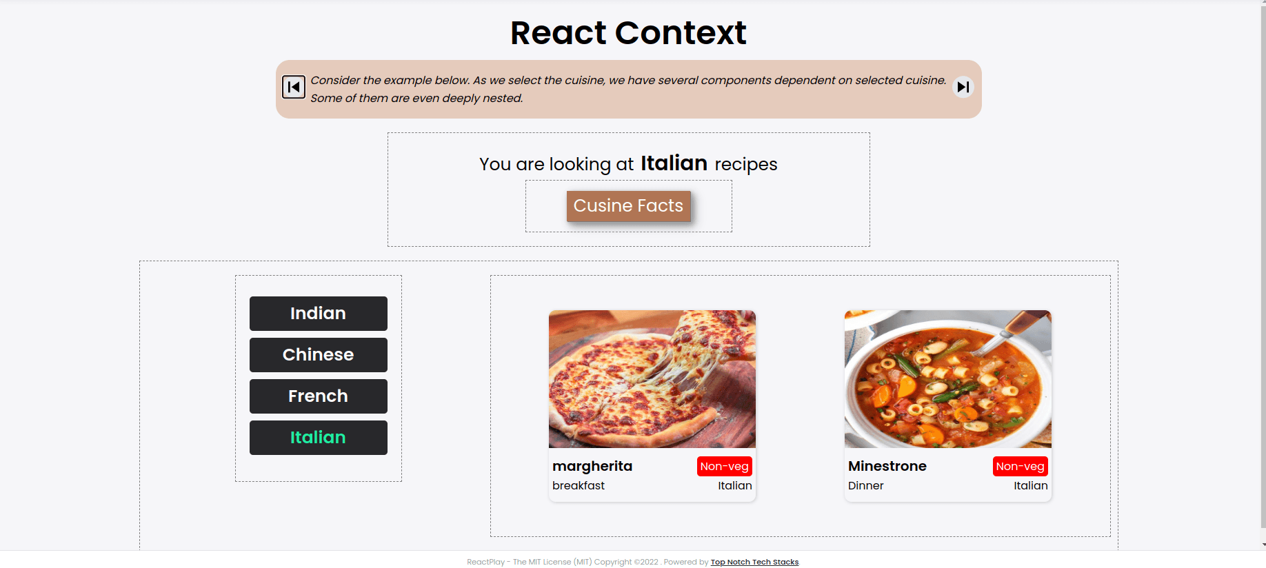 ContextAPI with a recipe app - Part Two